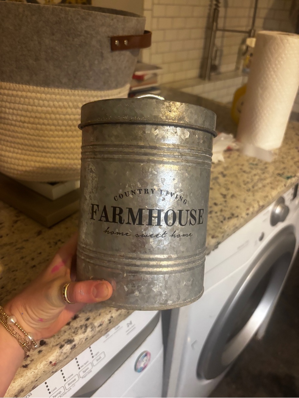 Farmhouse Metal Canister - Rustic Galvanized Storage